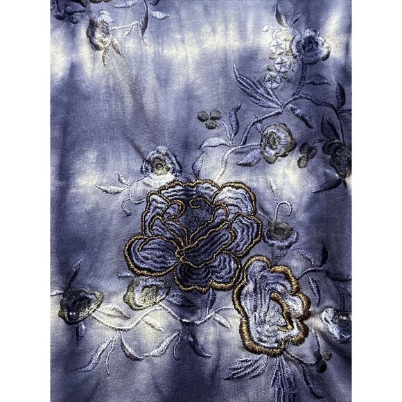 Free People Hoodie Womens Medium Full Zip Embroidery Tie Dye Purple BOHO - Picture 7 of 8